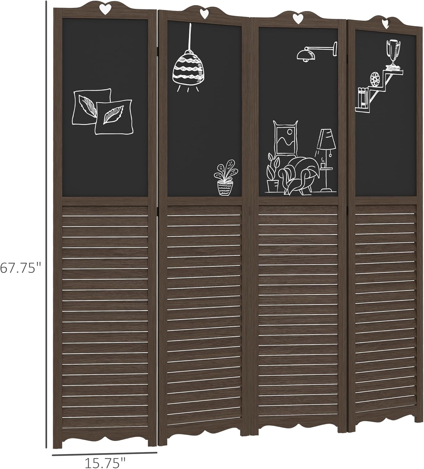 NicBex Room Divider 4 Panel Room Dividers with Black Boards Partition Room Dividers and Folding Privacy Screens 5.5 FT Wall Divider for Home, Office, Room Separation,63.75"W x 0.75"D x 67.75"H,Brown - Lumora Desk