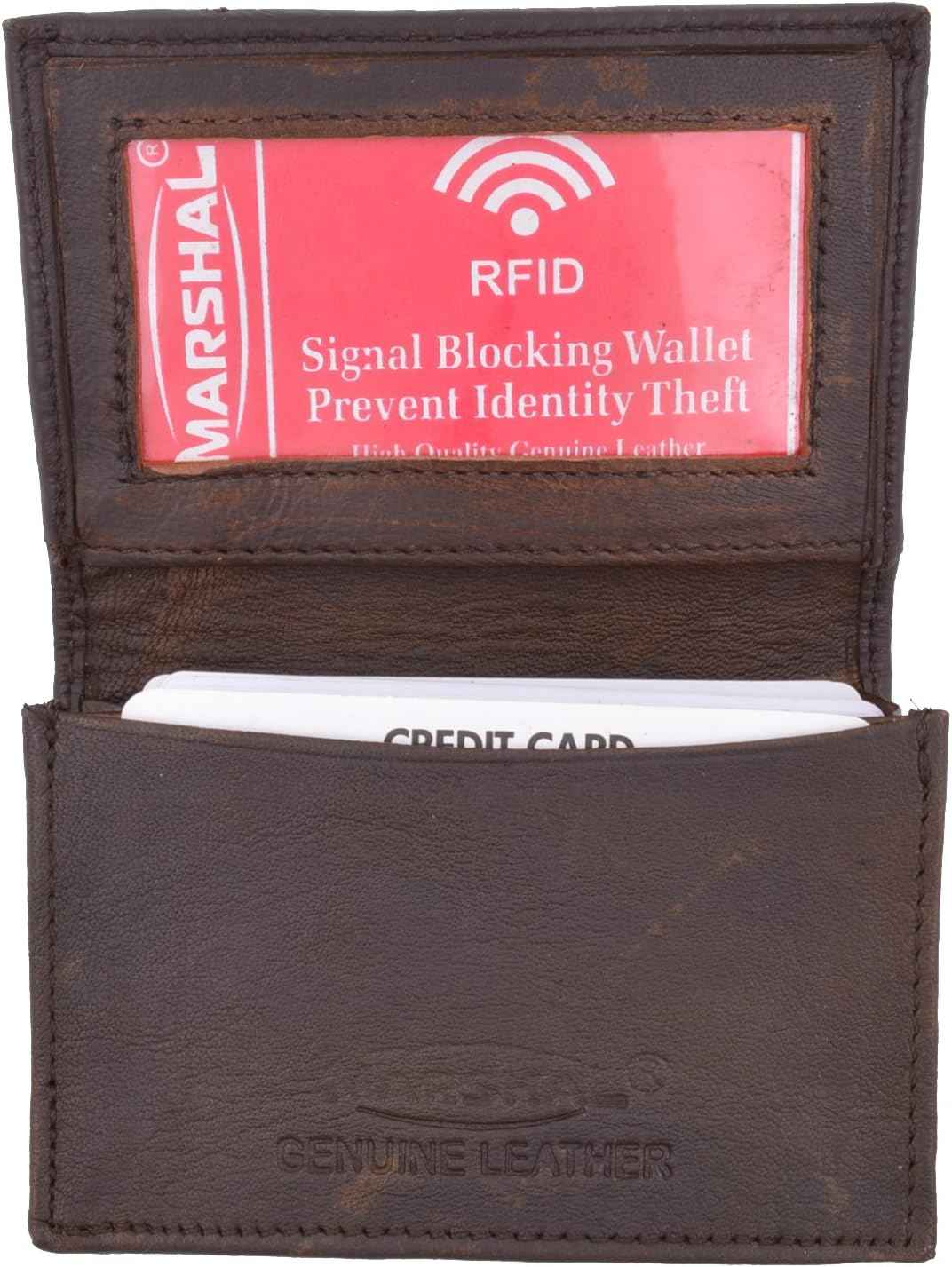 Marshal Leather RFID Business Card Holder Expandable For Men & Women