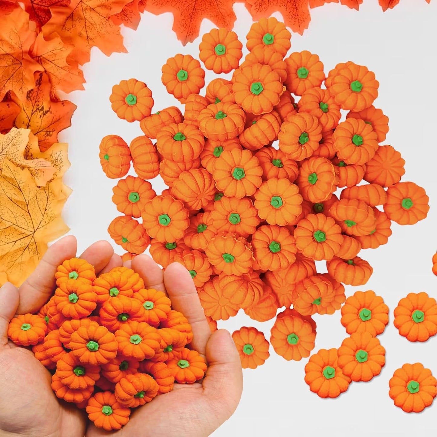 44 Pcs 3D Pumpkin Erasers Bulk, Fall Mini Erasers Novelty Pencil Eraser Stationery for Kids Students Halloween Fall Thanksgiving Party Favor Teacher Rewards Classroom