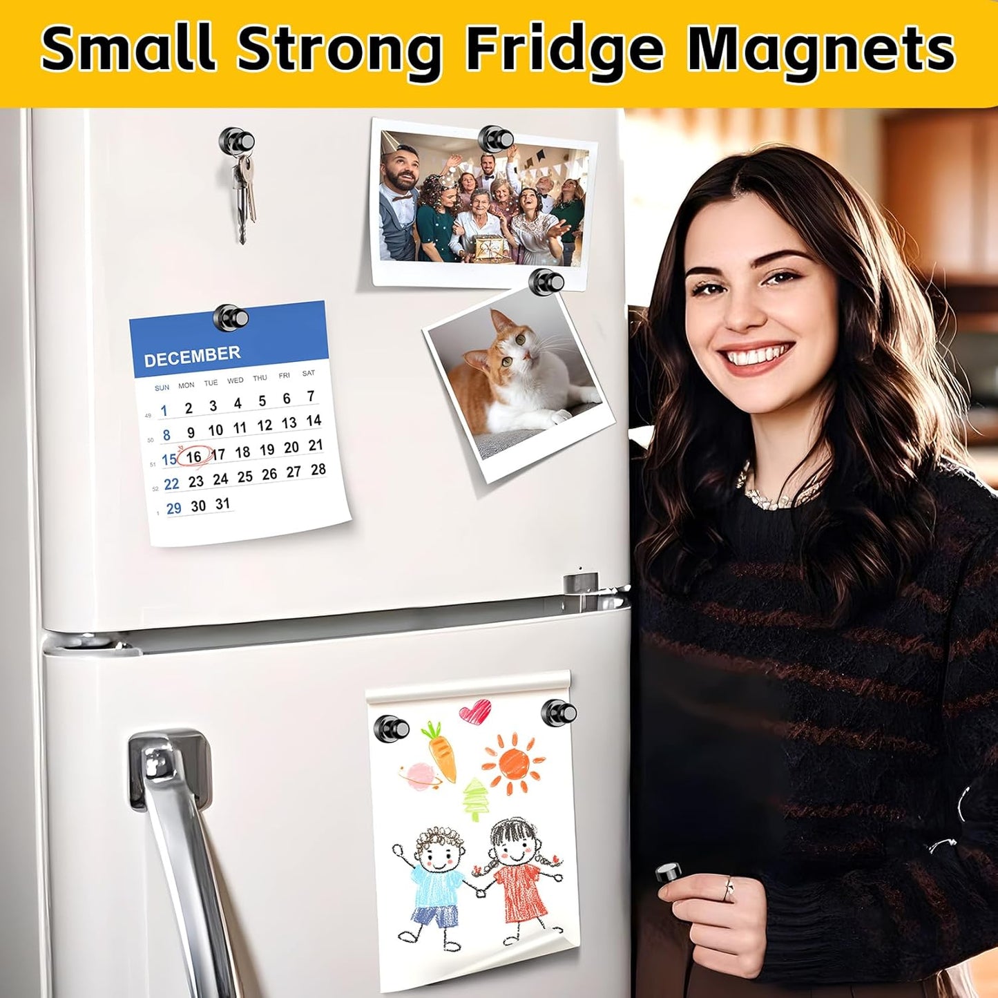 VNDUEEY 120 Pack Black Fridge Magnets, Whiteboard Magnets, Small and Strong Magnet Refrigerator, Locker Magnet for Kitchen, Office, School, Adults