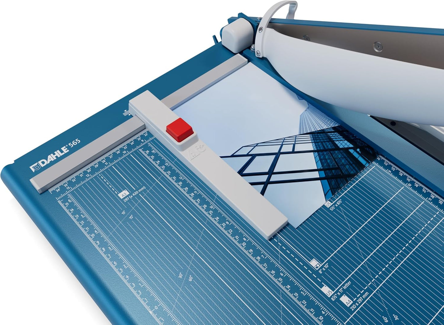 Dahle 565 Premium Guillotine Trimmer, 15" Cut Length, 35 Sheet Capacity, Self-Sharpening Blade, Automatic Clamp, w/Safety Guard