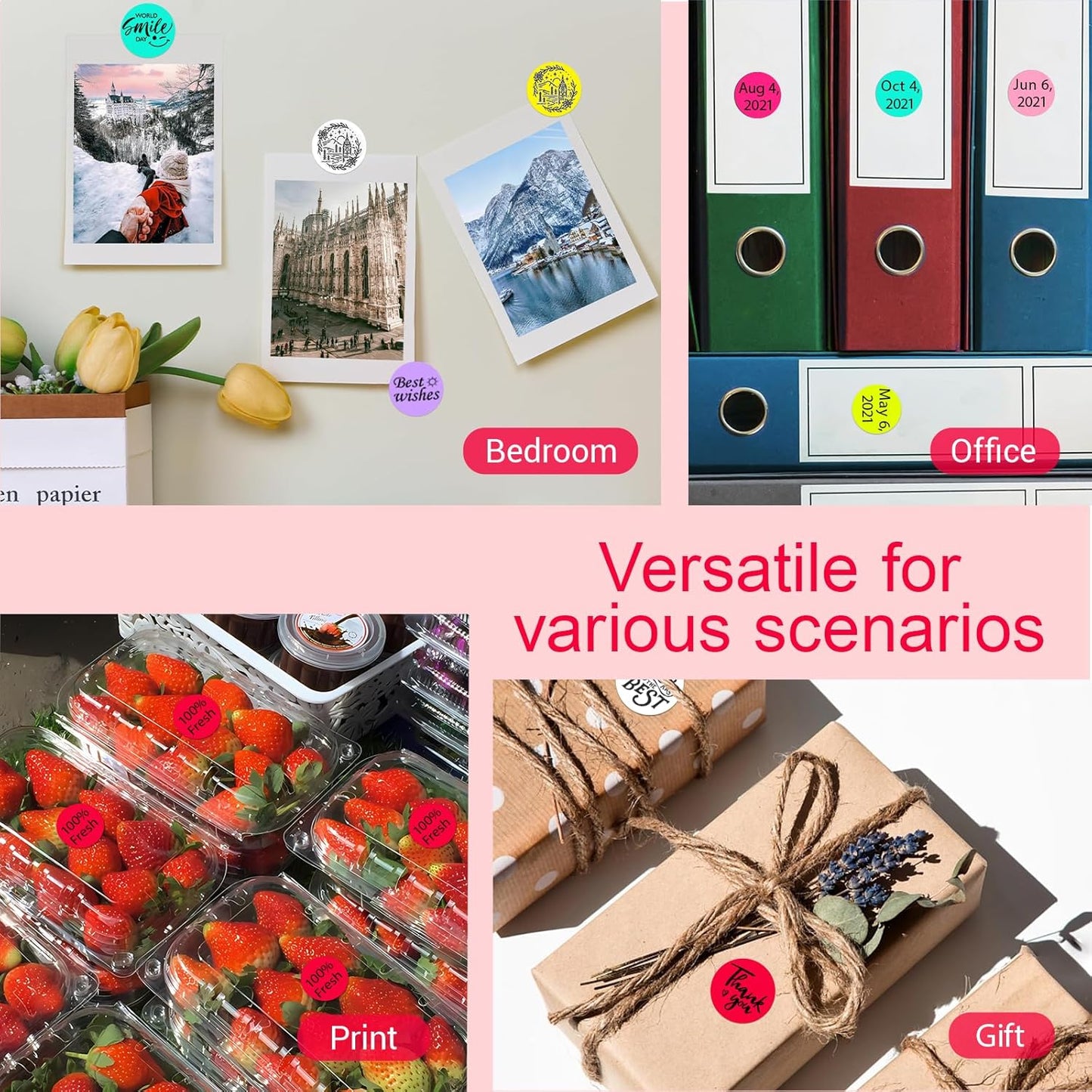 1 Inch Circle Dot Stickers 1000 PCS Red Color Coding Thermal Labels Dots Writable Printable Small Round Stickers for Office, Classroom, Inventory, Garage, Organizing Storage, DIY