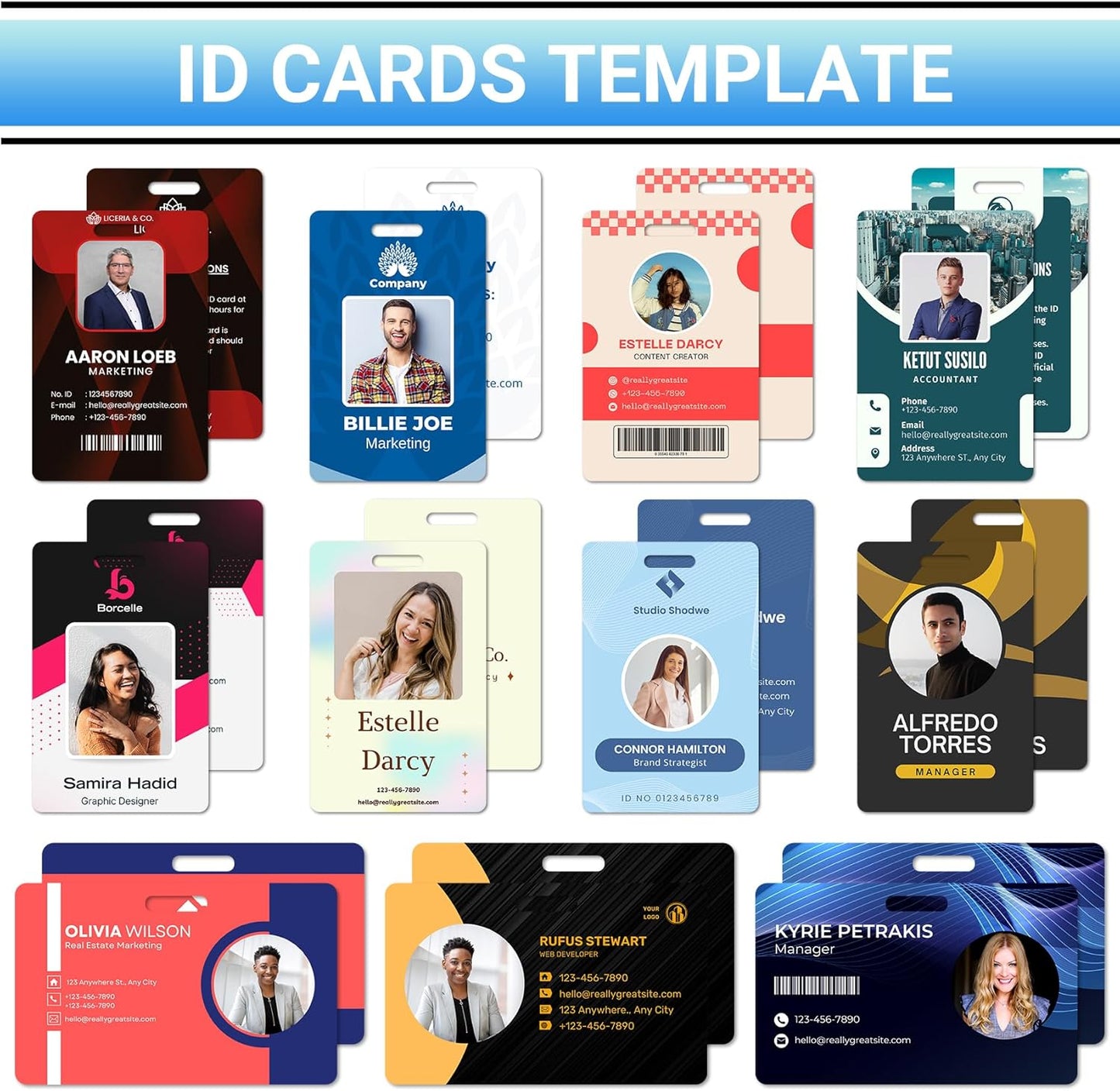 Custom Id Badge Custom Id Card Identification Badges Customizable Personalized Name Badge Customize Name Tag Photo Logo Employee Work Office Volunteer Customized Personal (Add Your Design-Horizontal)