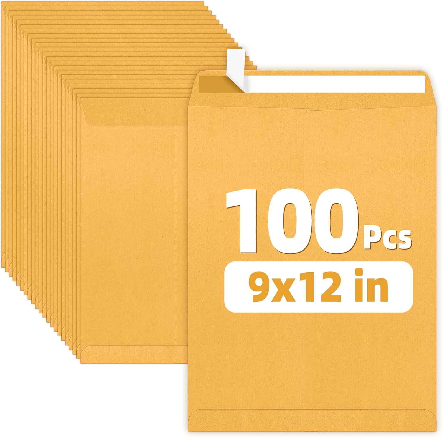 SUNEE 9x12 Envelopes Self-Seal Catalog Mailing Envelopes -100 Count, Ultra Strong Quick-Seal, 9x12 inch Brown Kraft Manila Envelopes Security Envelopes - Lumora Desk