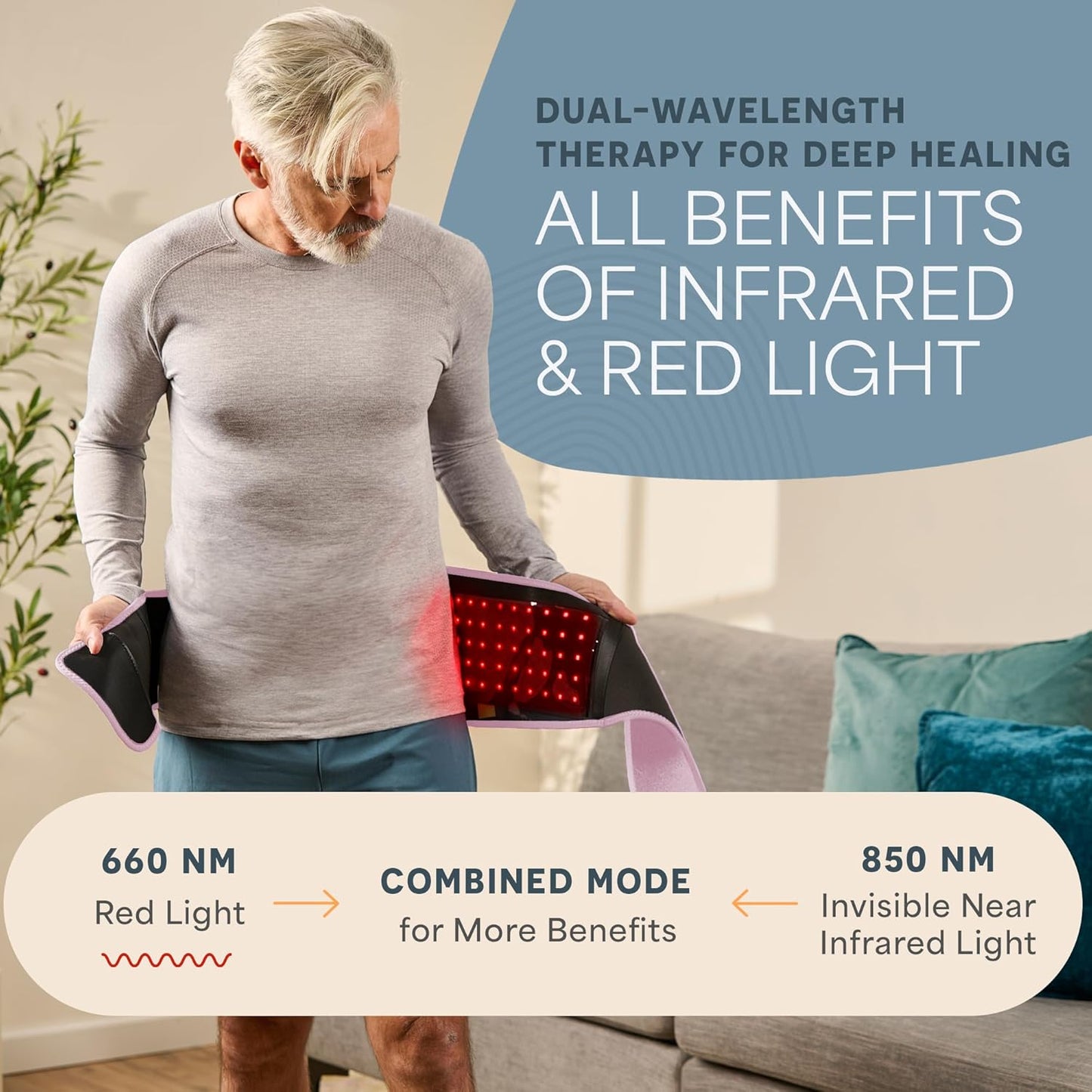 LifePro Red Light Therapy Belt – Infrared Red Light Therapy for Body, Back and Shoulder with Triple Chip LEDs, Allevared Belt with 660nm & 850nm Wavelengths – for Daily Comfort & Wellness Support