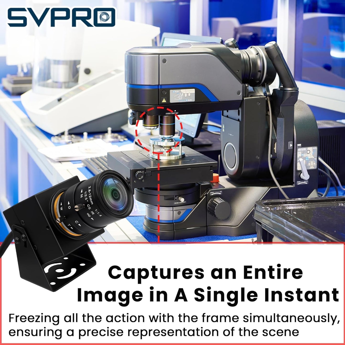 SVPRO Global Shutter USB Camera - 1200P 90FPS High Speed with 2.8-12mm Zoom Lens, Manual Focus Close-up Webcam for Golf Swing, Industrial Camera - USB Plug and Play