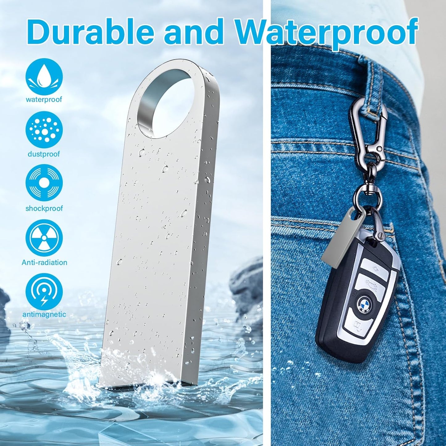 ABLAZE Custom Flash Drive 2GB 10 Pack, Personalized USB with Your Logo Metal Thumb Drives USB 2.0 Memory Stick Pendrive (Sliver)