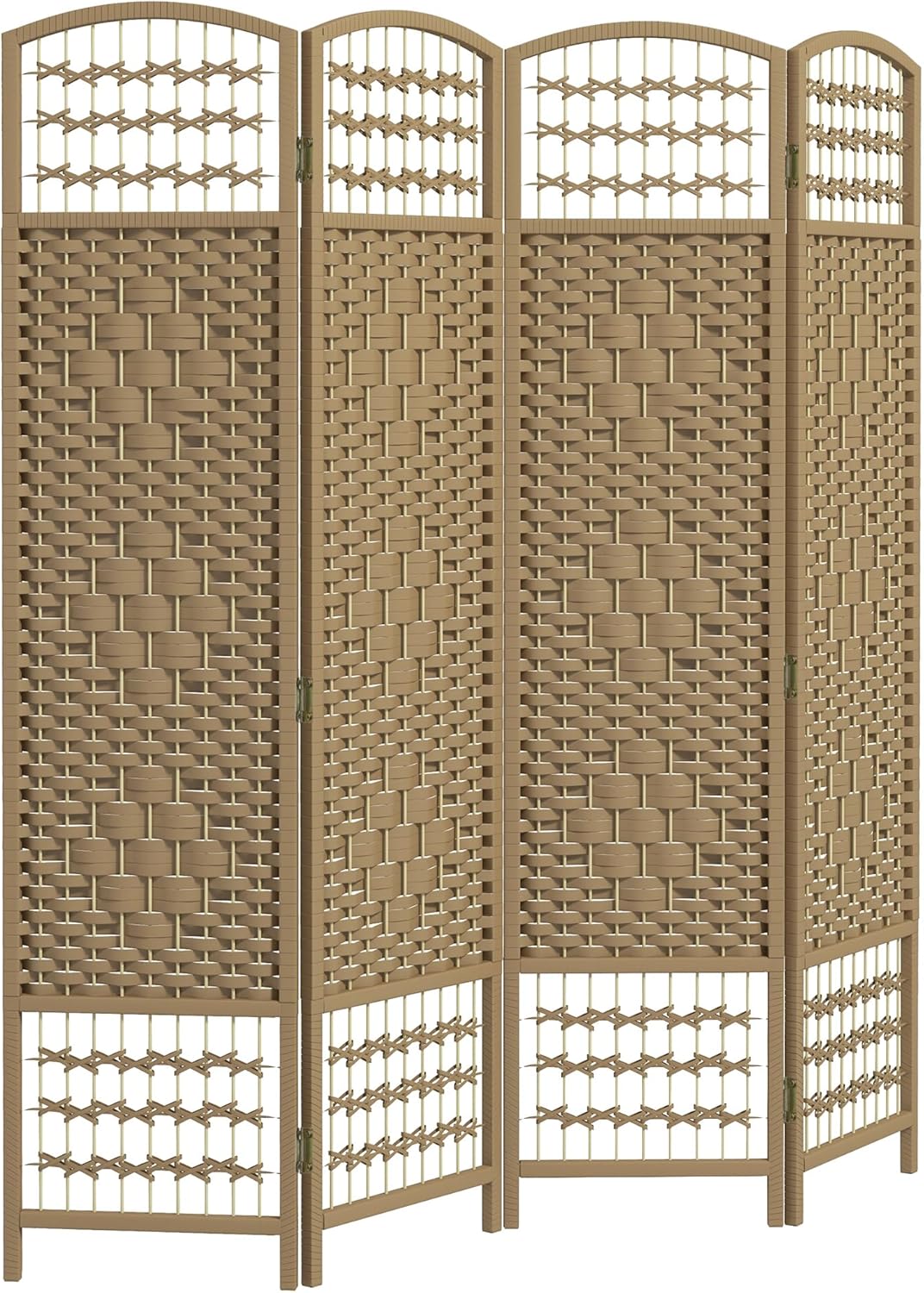 NicBex Room Divider 4 Panel Room Dividers with Woven Paper Design Partition Room Dividers and Folding Privacy Screens 5.6 FT Wall Divider for Office, Room Separation,63.6" W x 0.5" D x 67" H, Natural - Lumora Desk