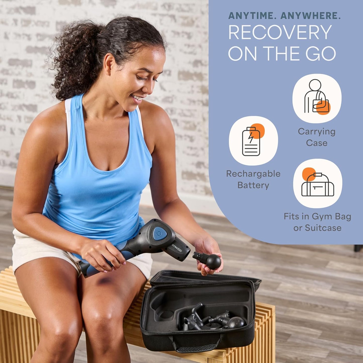LifePro DynaFlex Percussion Massage Gun — Deep Tissue Back Massager with 4-Angle Rotating Arm — 16 Speeds, 10 Heads for Self Back & Neck for Athletes, Men & Women – Quiet, Portable with Travel Case