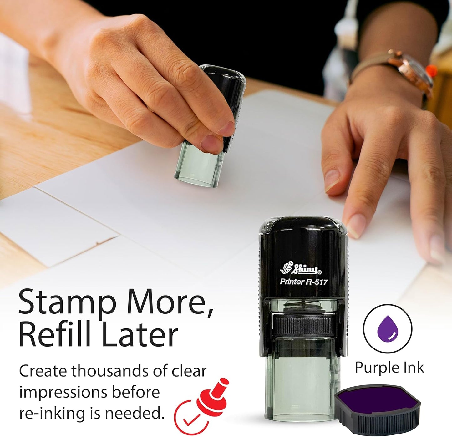 Shiny You're Doing Great Teacher Stamp, Round Self Inking Stamp for Classroom, Purple Ink