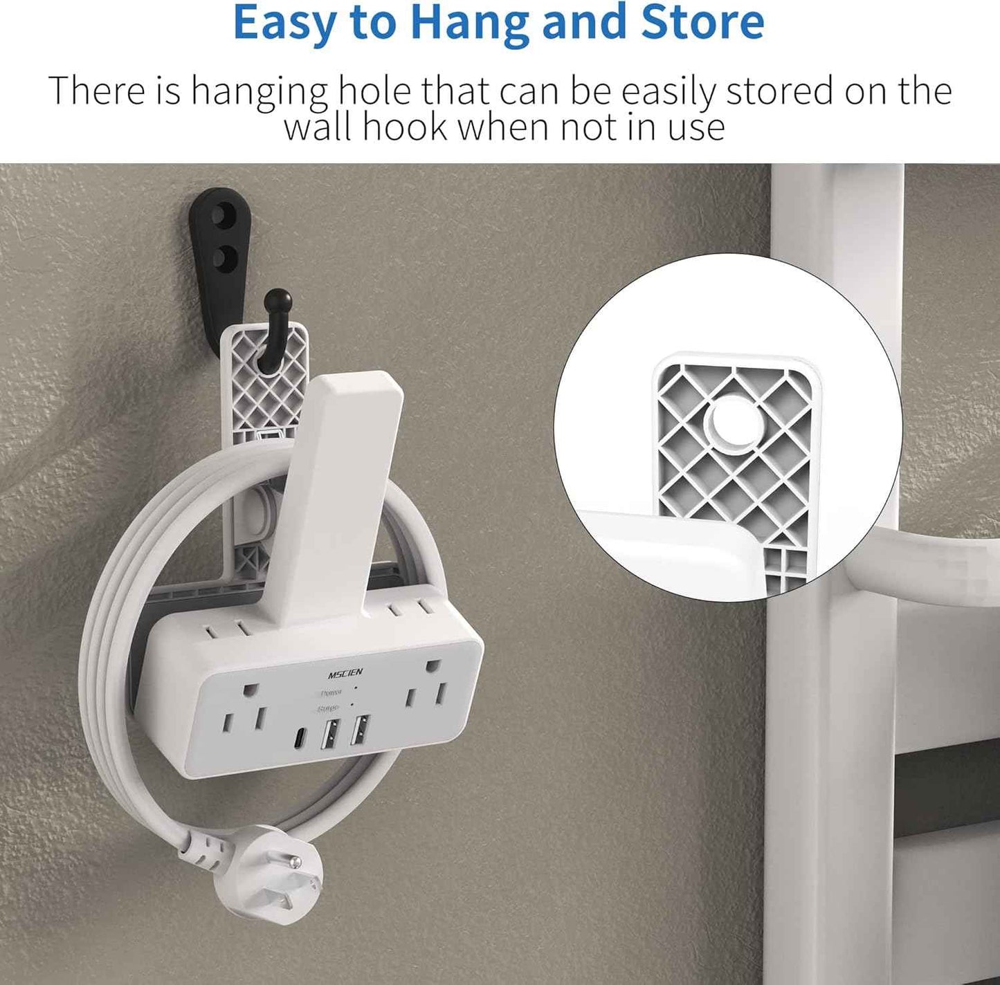 Desk Clamp Power Strip with USB Ports, Mscien 6 FT Extension Cord with Multiple Outlets, Surge Protector Power Strip with 6 Outlet & 3 USB(1 USB C), Desk Mount Edge Extension Cord for Home Office