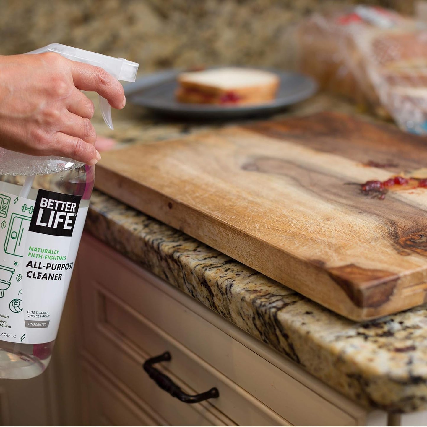 Better Life All Purpose Cleaner - Multipurpose Home and Kitchen Cleaning Spray for Glass, Countertops, Appliances, Upholstery & More - Multi-surface Spray Cleaner - 32oz Unscented