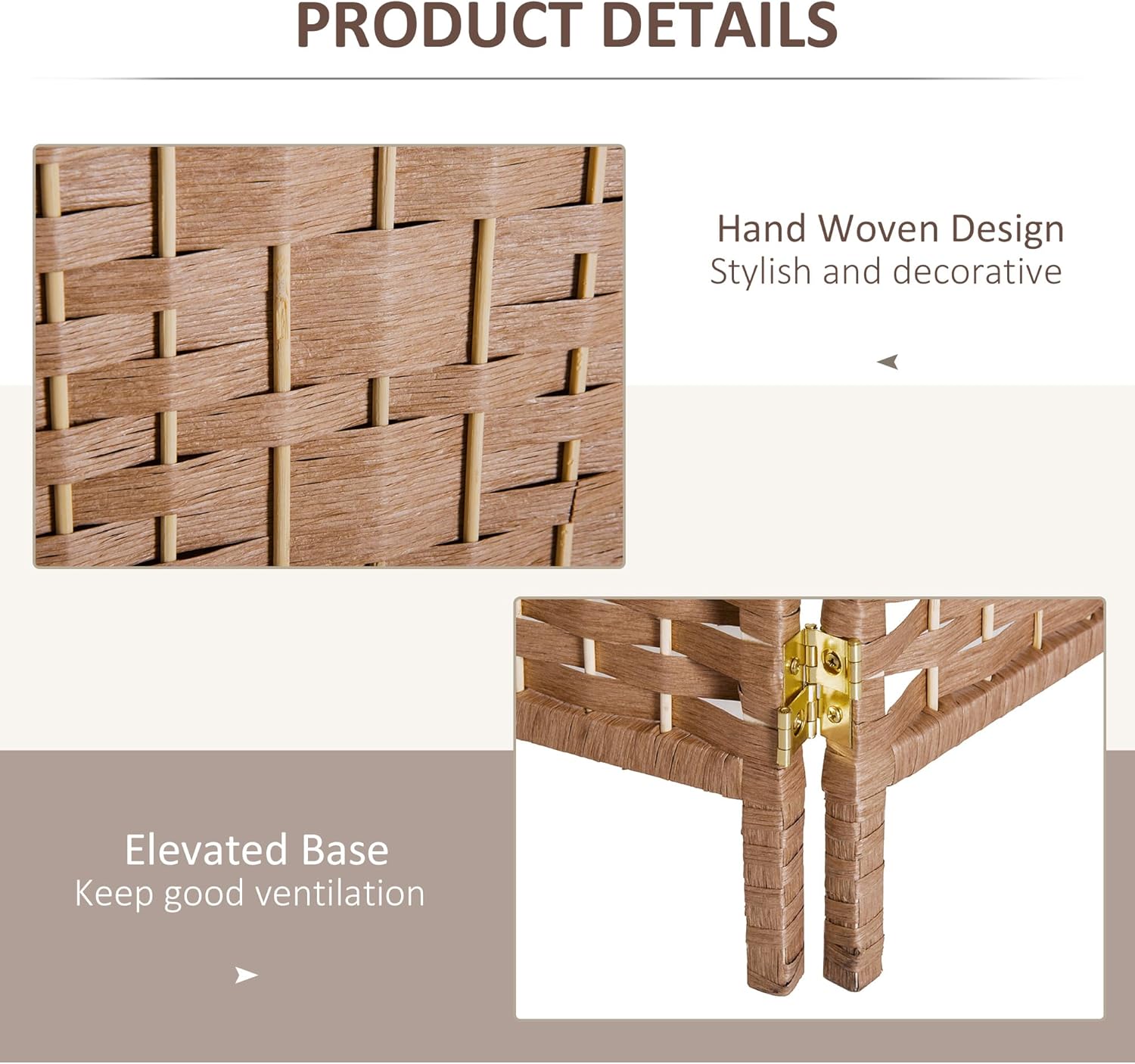 NicBex Room Divider 6 Panel Room Dividers with Woven Rattan Design Partition Room Dividers and Folding Privacy Screens 6 FT Wall Divider for Office,Room Separation,106.25"W x 0.75"D x 70.75"H, Natural - Lumora Desk
