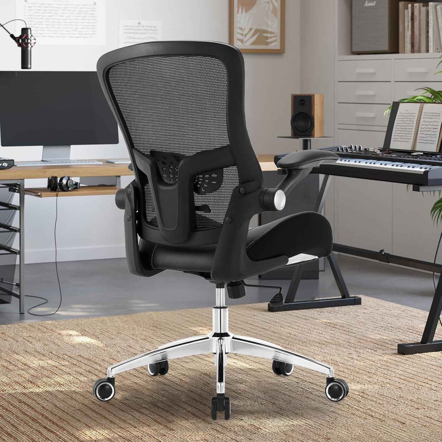 Big and Tall Office Chair 400lbs, Ergonomic Desk Chair with Wide 3D Modeling Foam Seat Cushion Heavy Duty Computer Chair with Adjustable Lumbar Support & Arms, Mesh Executive Chair for Home Office