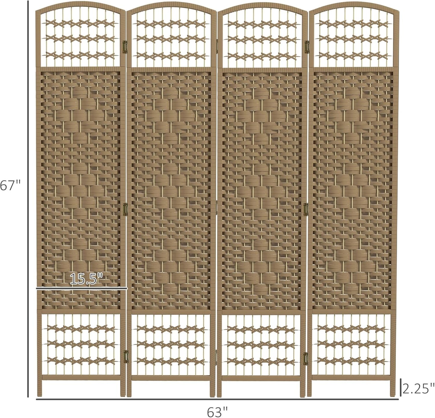 NicBex Room Divider 4 Panel Room Dividers with Woven Paper Design Partition Room Dividers and Folding Privacy Screens 5.6 FT Wall Divider for Office, Room Separation,63.6" W x 0.5" D x 67" H, Natural - Lumora Desk