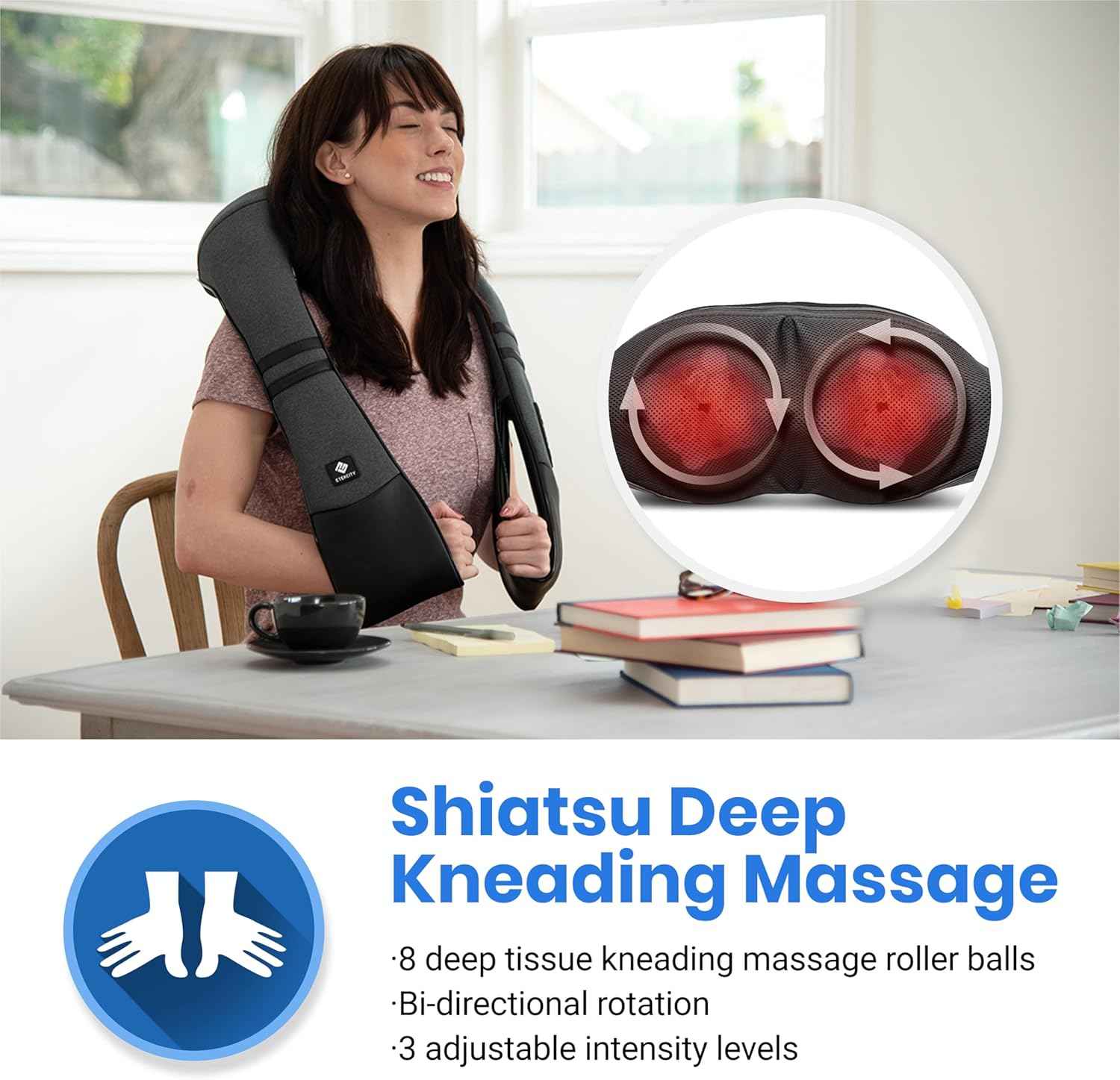 Etekcity FSA Eligible Cordless Neck Massager with Heat for Pain Relief Deep Tissue, FSA Wearables, Rechargeable Shiatsu Back Shoulder Massage Tool, Best Gift for Mother, Father, HSA Items