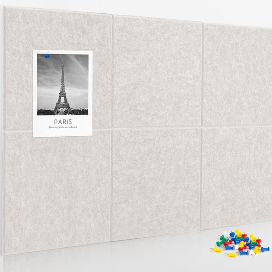 AKTOP Cork Board Bulletin Board 24"x36", 6 Pack Removable Felt Cork Board Tiles for Wall, Large Corkboard Notice Pin Board for Office, School & Home,24 Safe Adhesive Tabs, 20 Push Pins, Latte - Lumora Desk