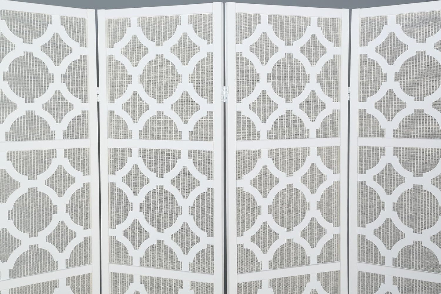 NicBex Room Divider 4 Panel Room Dividers with Quarterfoil Diamond Design Partition Room Dividers and Folding Privacy Screens Wall Divider for Home, Room Separation,69.28"W x 17.32"D x 70.31"H, White - Lumora Desk