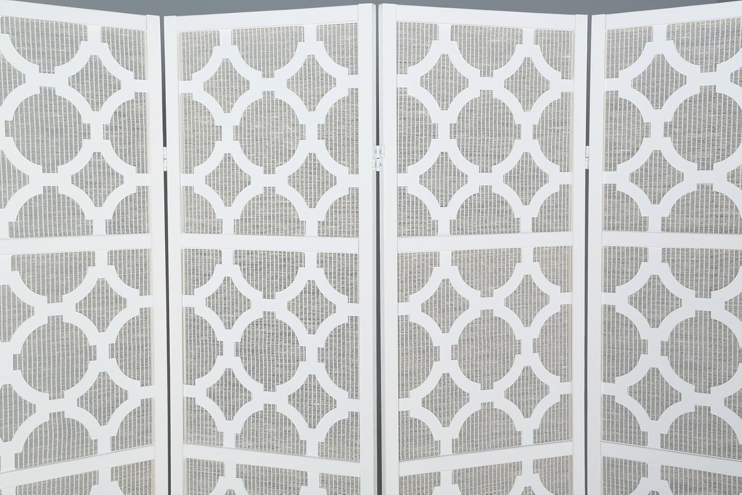 NicBex Room Divider 4 Panel Room Dividers with Quarterfoil Diamond Design Partition Room Dividers and Folding Privacy Screens Wall Divider for Home, Room Separation,69.28"W x 17.32"D x 70.31"H, White - Lumora Desk