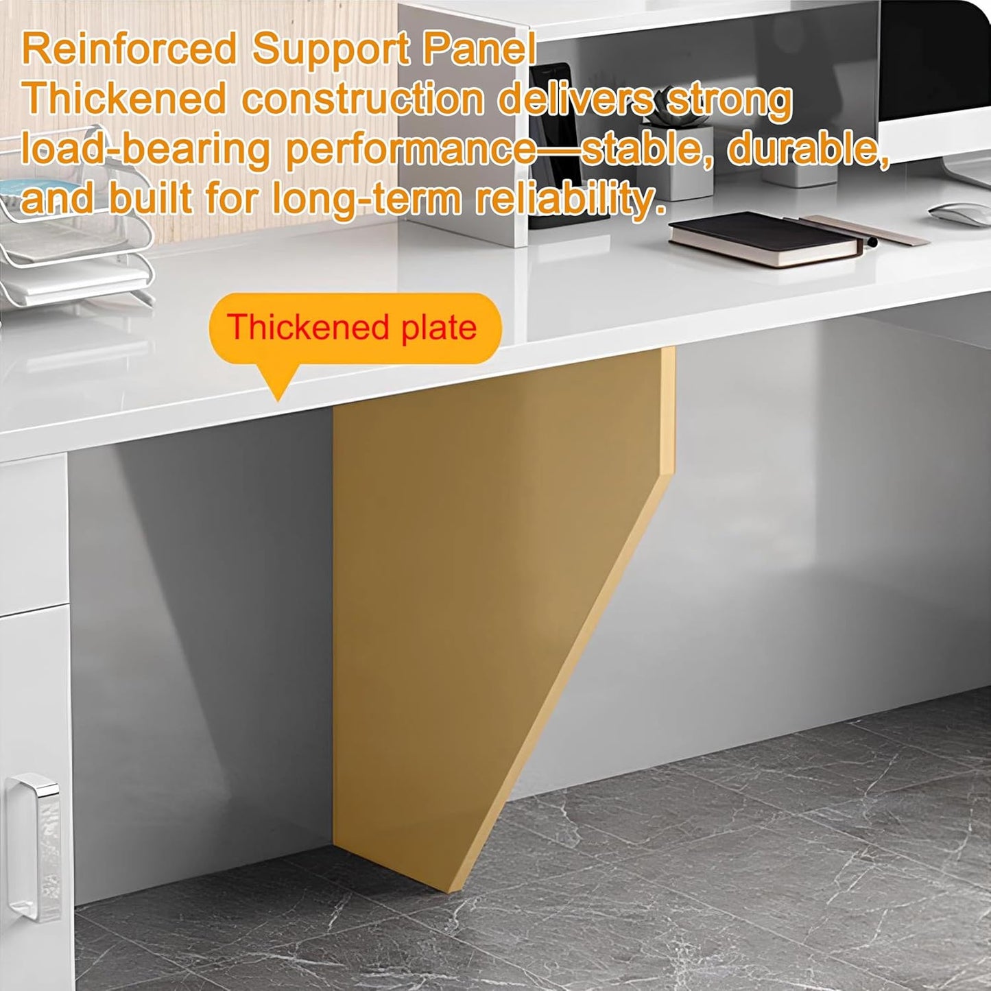 Modern Reception Desk with Counter & Lockable Drawer, Front Desk Reception Counter for Office Retail Store Salon Beauty Shop, Receptionist Wood Checkout Counter Table (White Black - Right, L 70in)