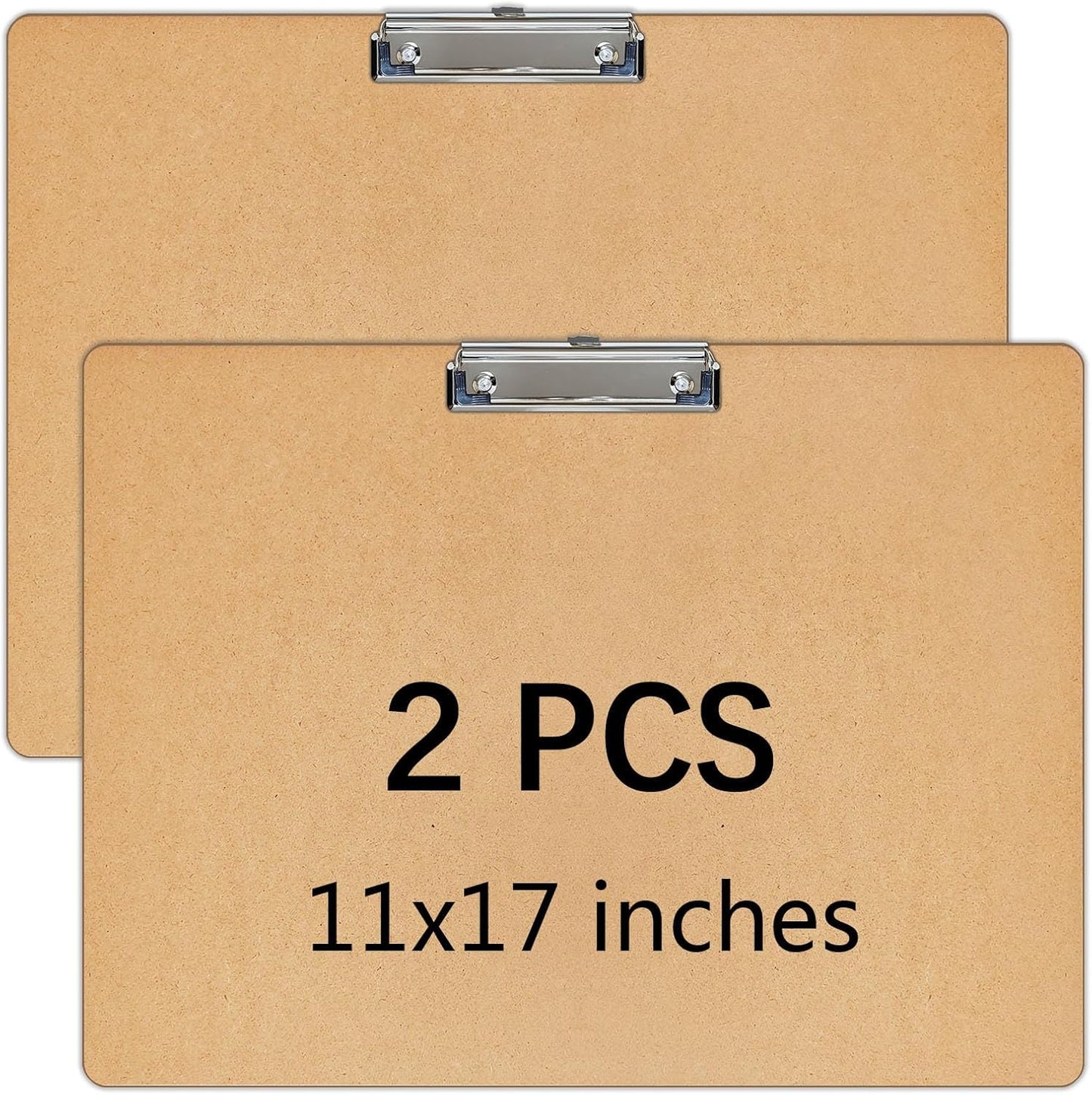 2 PCS Extra Large 11x17 clipboard, Wood Cleats with Low Profile Clips for Drawing, Sketching, and Art Boards, Horizontal Wood Lapping, Landscape Layout (3mm Thickness (2Pack11x17 Clipboard)