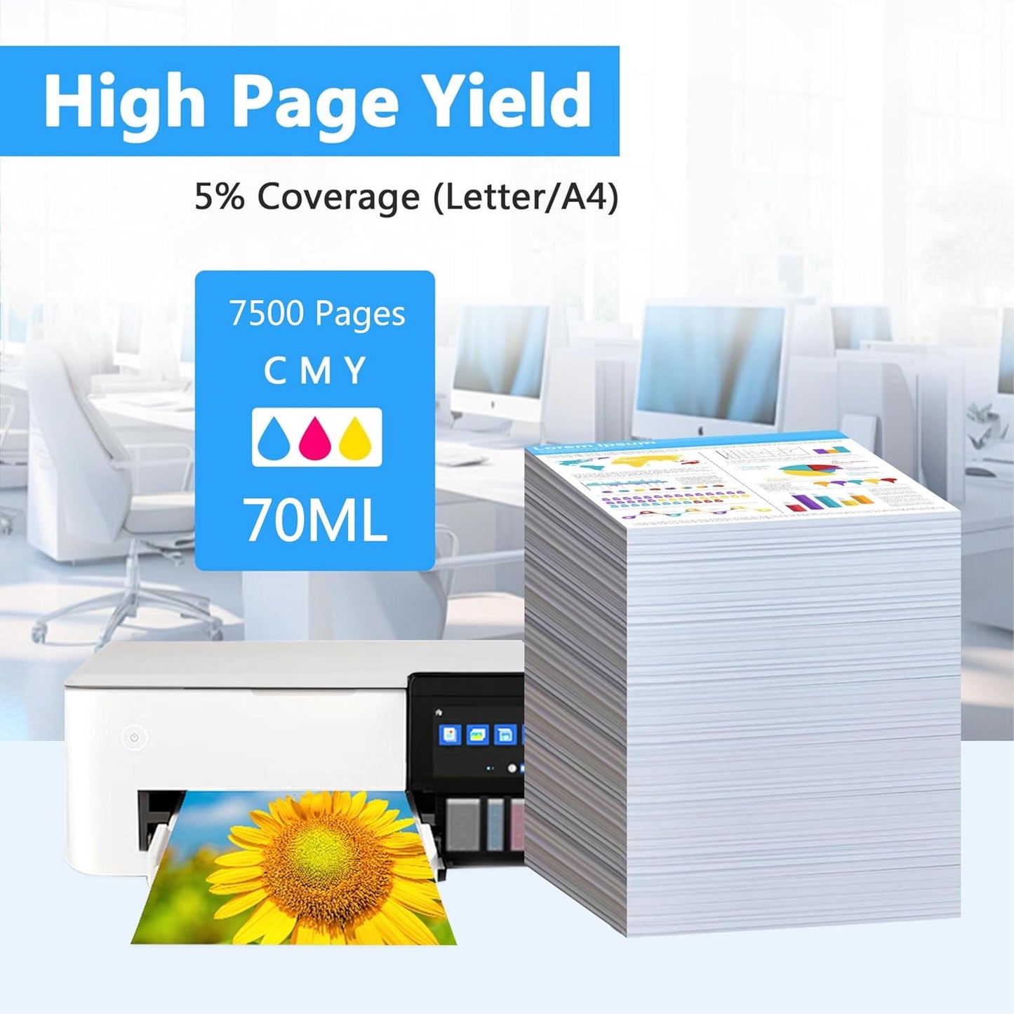 LCL Compatible Ink Refill Bottles Replacement for 522 T522 Ink Compatible with EcoTank ET-2800 ET-2803 ET-2810 ET-2811 ET-2820 ET-2840 ET-2710 ET-2720 ET-2400 ET-4700 ET-4800 ET-4810 ET-1110 (2C2M2Y)