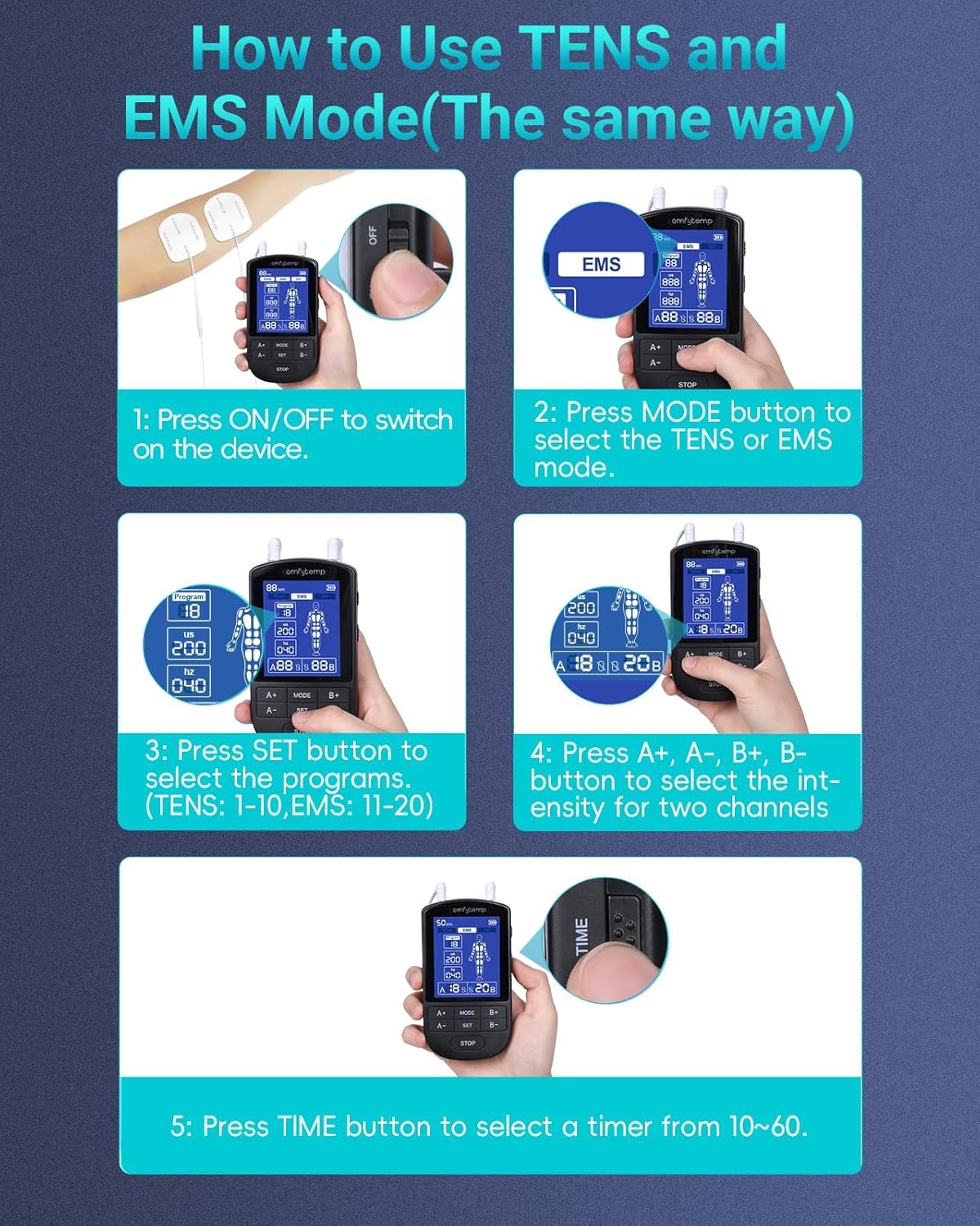 Comfytemp TENS Unit Muscle Stimulator for Pain Relief, FSA Eligible TENS Machine - 24 Modes & DIY, HSA Dual Channel EMS Unit for Back Neck Shoulder Electronic Pulse Massager, Fathers Day Gift, 10 Pads