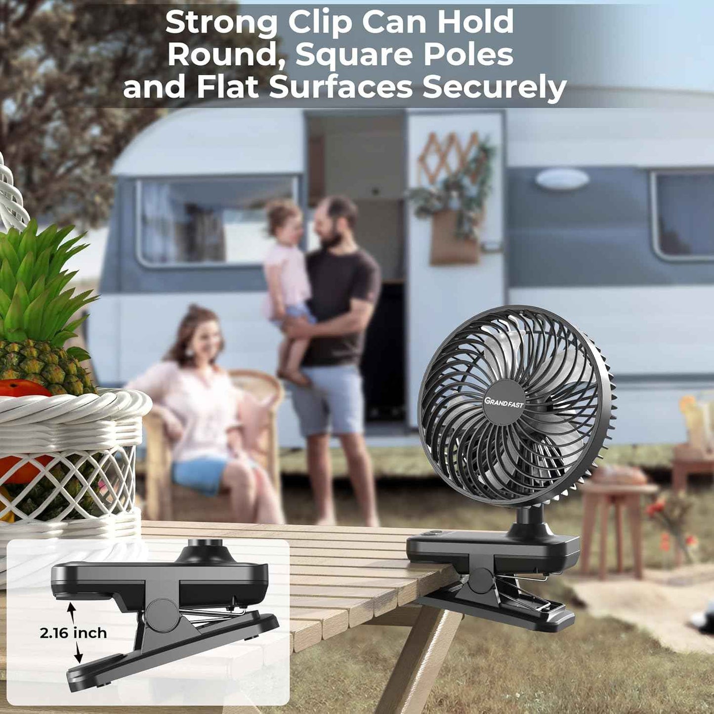 10000mAh Clip On Fan, 42H Run, Quiet & Auto Oscillating Table Fan, Rechargeable 4 Powerful Speeds, Battery Operated Desk Fan for Camping Outdoor Travel RV Home Bedroom Office Co-Branded with AMACOOL