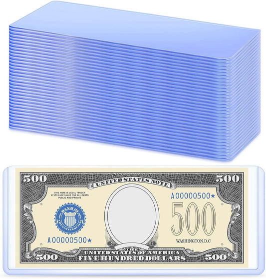 Sepamoon 100 Pieces Dollar Bill Sleeves, 6.9 x 2.95 Inch Hard Plastic Clear Currency Sleeves Waterproof Currency Holder Dollar Bills Display Protector Organizer Case Supplies for Collectors