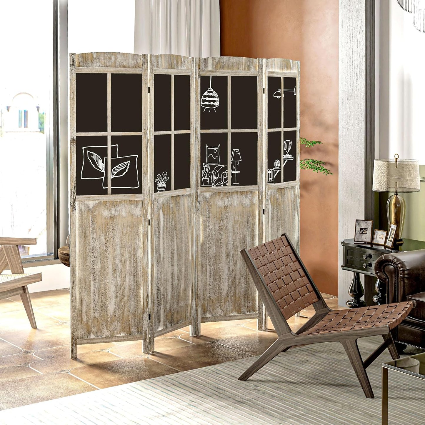 NicBex Room Divider 4 Panel Room Dividers with Black Boards Partition Room Dividers and Folding Privacy Screens 5.6 FT Wall Divider for Home, Office, Room Separation,70.75"W x 0.75"D x 69.75"H,Natural - Lumora Desk