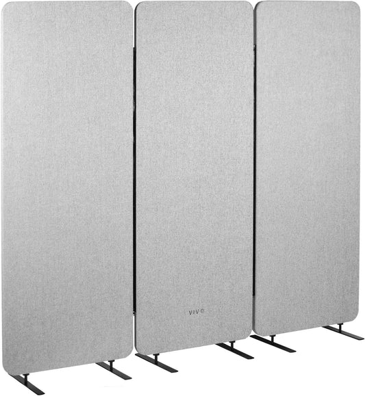 VIVO Freestanding 72 x 66 inch Privacy Panel, Cubicle Divider, Acoustic Wall Partition, x3 24 inch Panels, Gray, PP-3-T072G