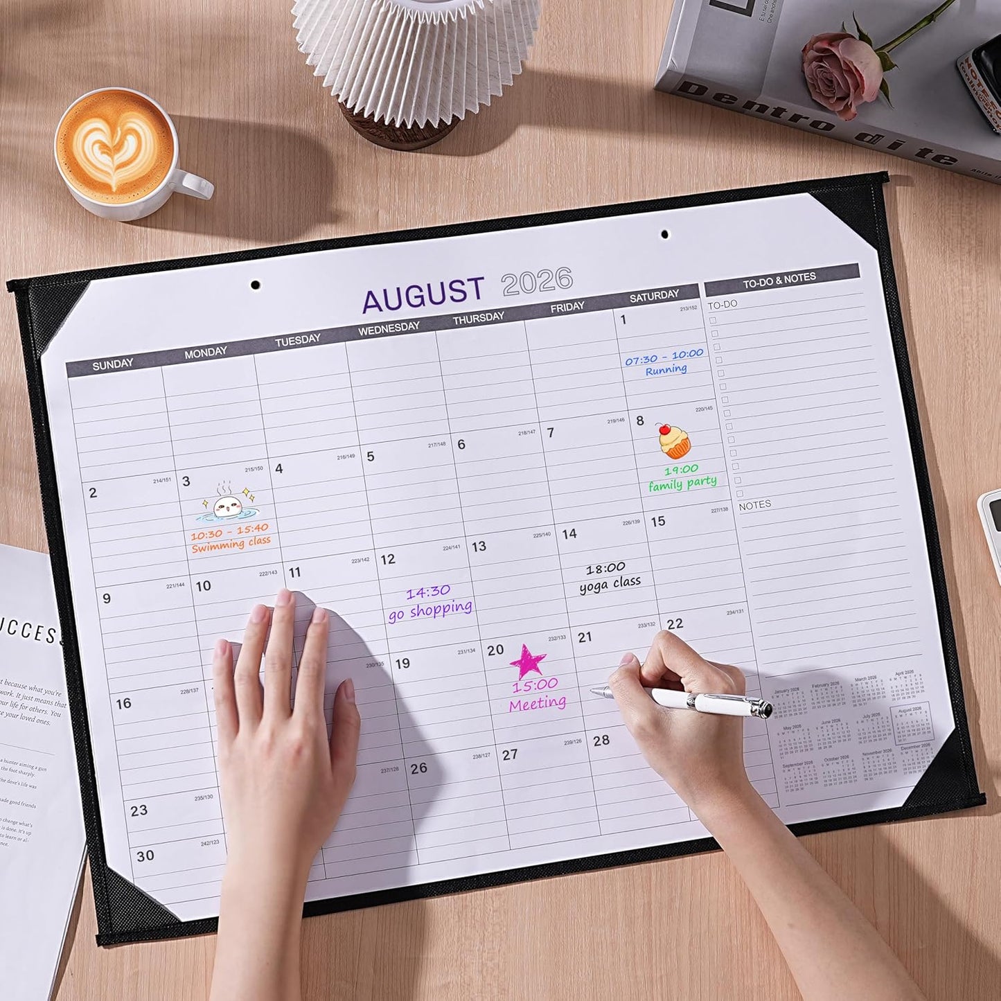 2026 Desk Calendar - Large Desk Calendar 2026, Jan. 2026 – Dec. 2026, 22" x 17", Office Supplies, Corner Protector, Ruled Blocks, 2-in-1