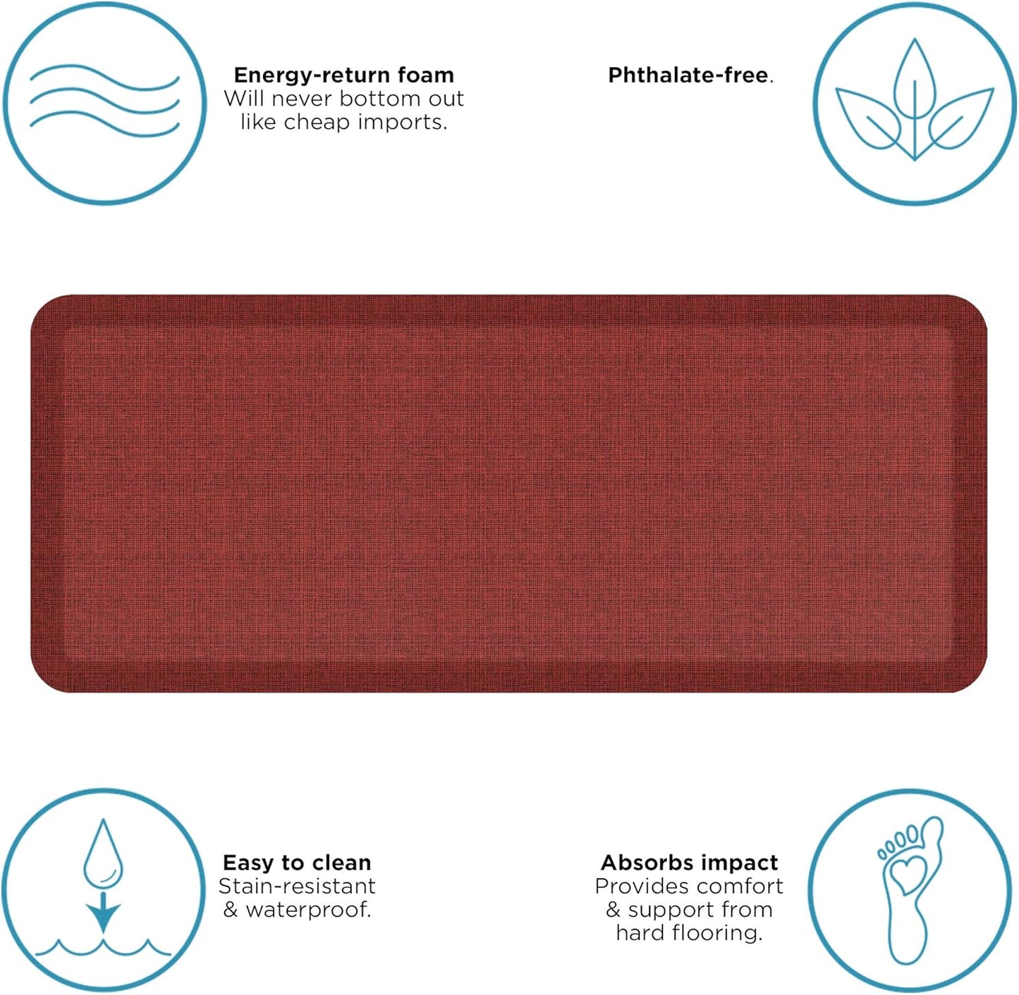 NewLife by GelPro Anti-Fatigue Designer Comfort Kitchen Floor Mat, 20x48, Tweed Barn Red Stain Resistant Surface with 3/4” Thick Ergo-Foam Core for Health and Wellness