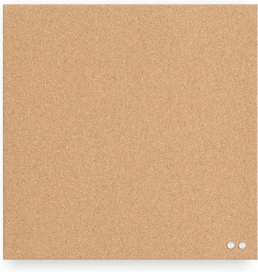 U Brands Frameless Square Cork Bulletin Board, Office Supplies, 14” x 14”, Natural, with Push Pins, 1 Count - Lumora Desk