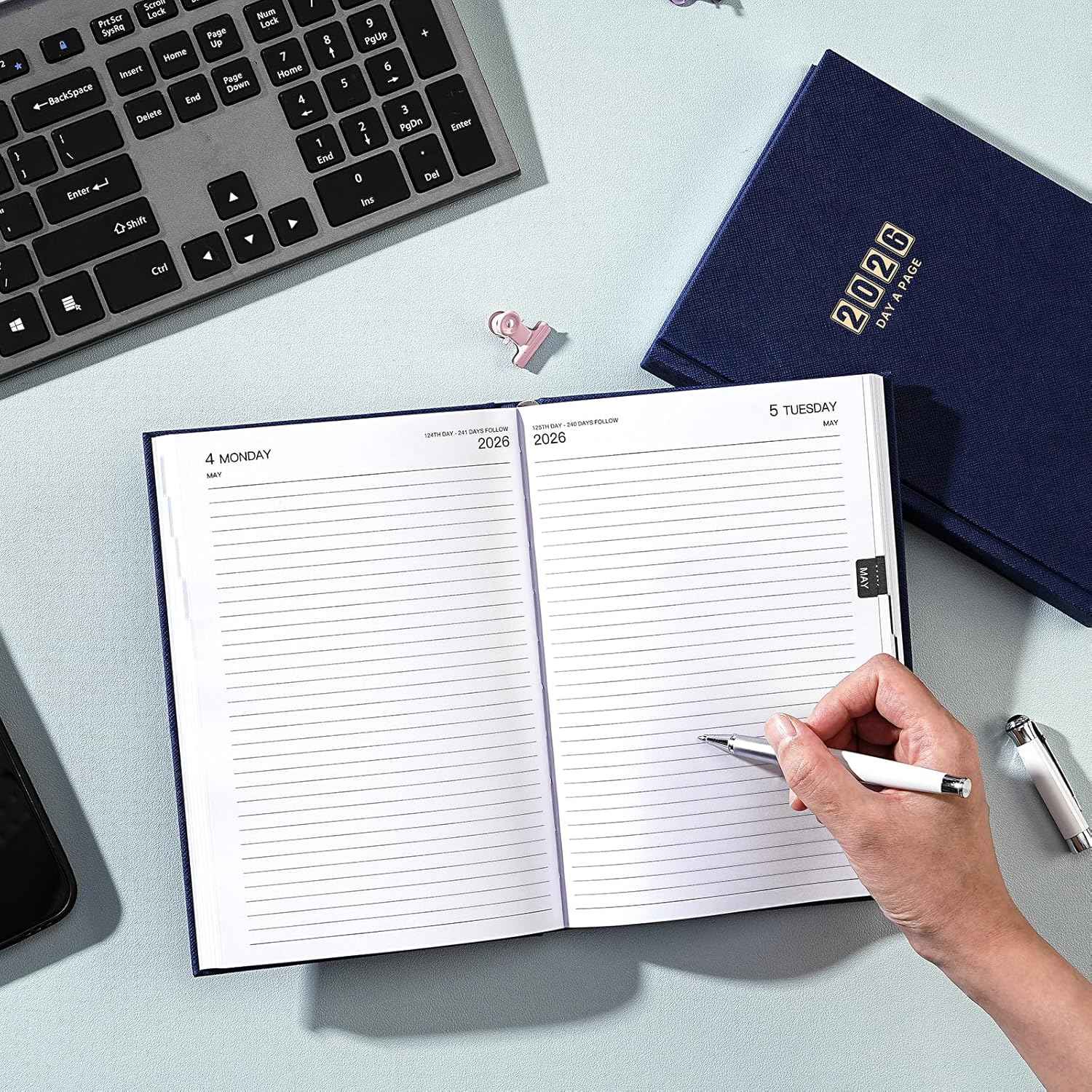 2026 Daily Planner - Daily Planner One Page Per Day, Planner 2026, JAN 2026- DEC 2026, Page A Day Calendar, Agenda for 365 Days, 2026 Planners for Organizing, 5.8" x 8.4", Blue
