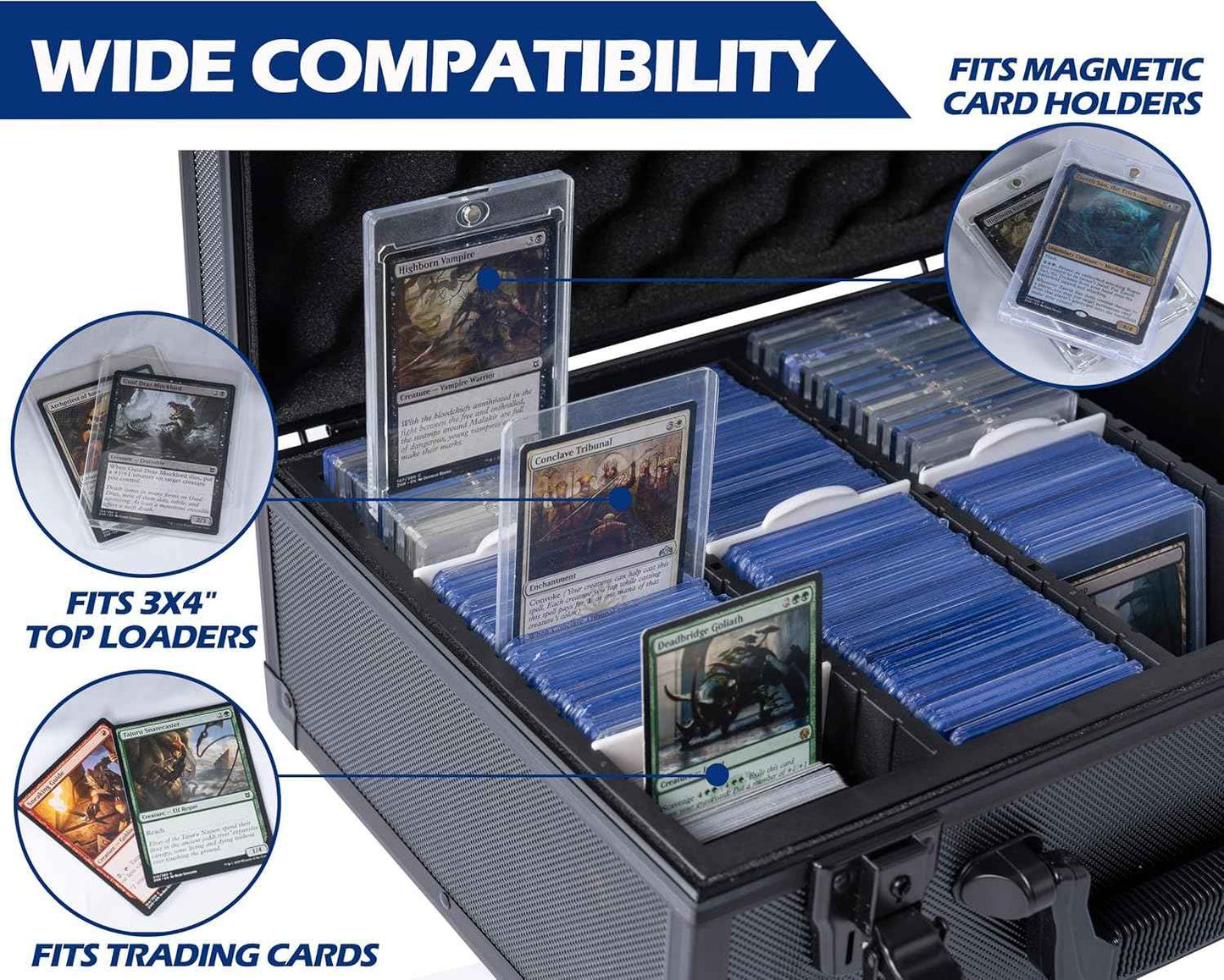 D DACCKIT Top Loaders Storage Box - Hard Case for 3" x 4" 35pt Rigid Card Holders for Trading Cards & Sports Cards (Fits Top Loaders and Magnetic Card Holders)