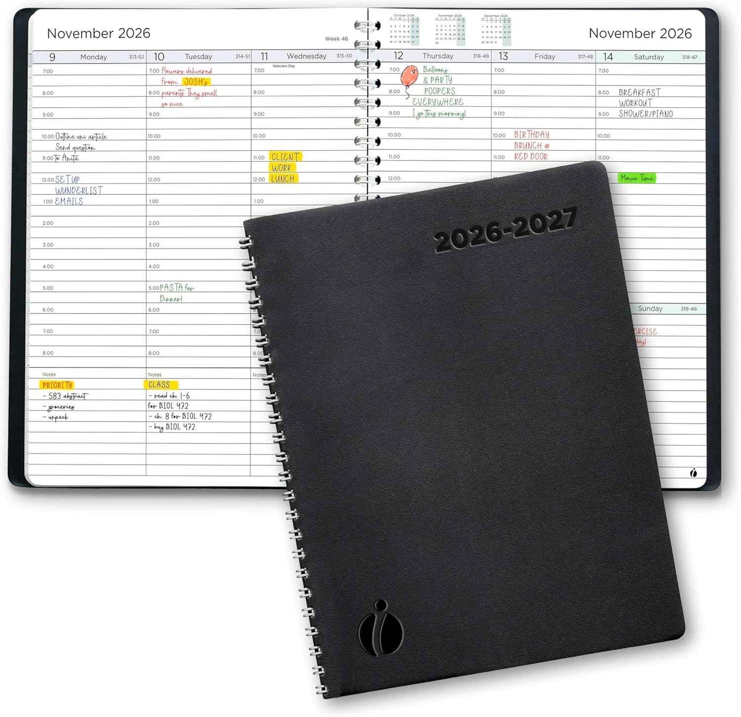 Academic Planner 2026-2027 - Hourly 2026-2027 Planner Weekly and Monthly - Appointment Book with Flexible Cover, Twin-Wire Binding - Simple Design for Productivity. June 2026 - July 2027. 6.5 x 8.5