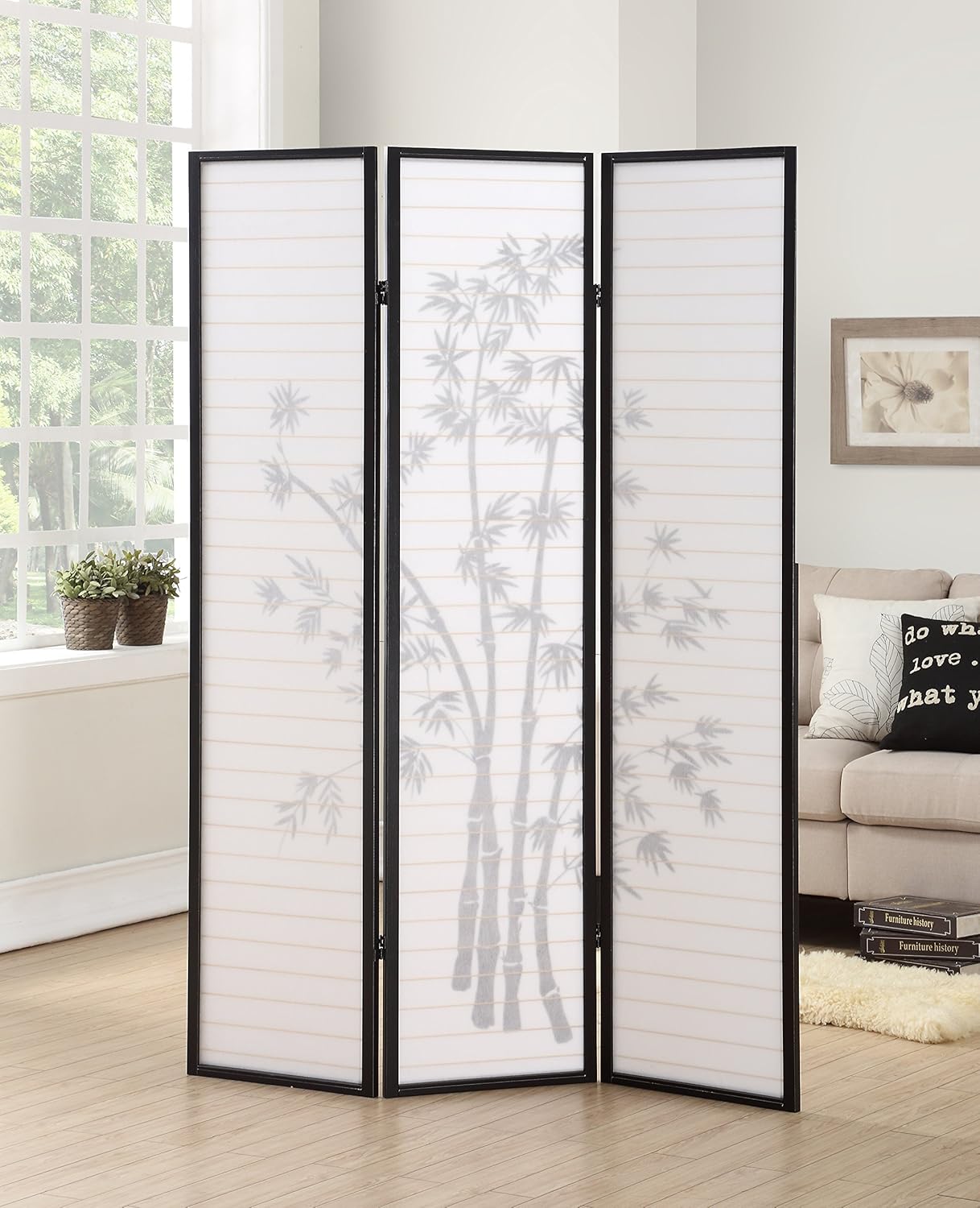 NicBex Room Divider 3 Panel Room Dividers with Oriental Style Partition Room Dividers and Folding Privacy Screens Wall Divider for Home, Office, Room Separation,72" W x 1" D x 72" H, Black - Lumora Desk