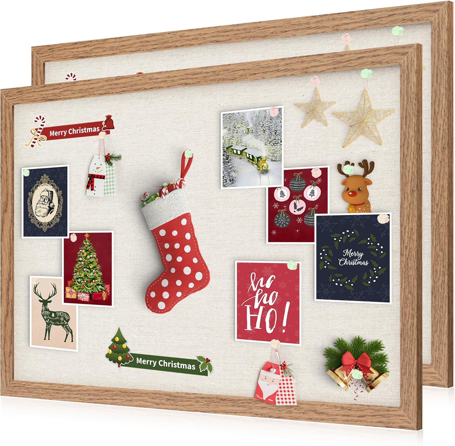 Cork Board Bulletin Board 18" x 24", 2-Pack Large Linen Corkboards with Frame for Walls, Cute Picture Display Pin Board Vision Board for Room School Office Bedroom 40 Pushpins Carbonized Black - Lumora Desk