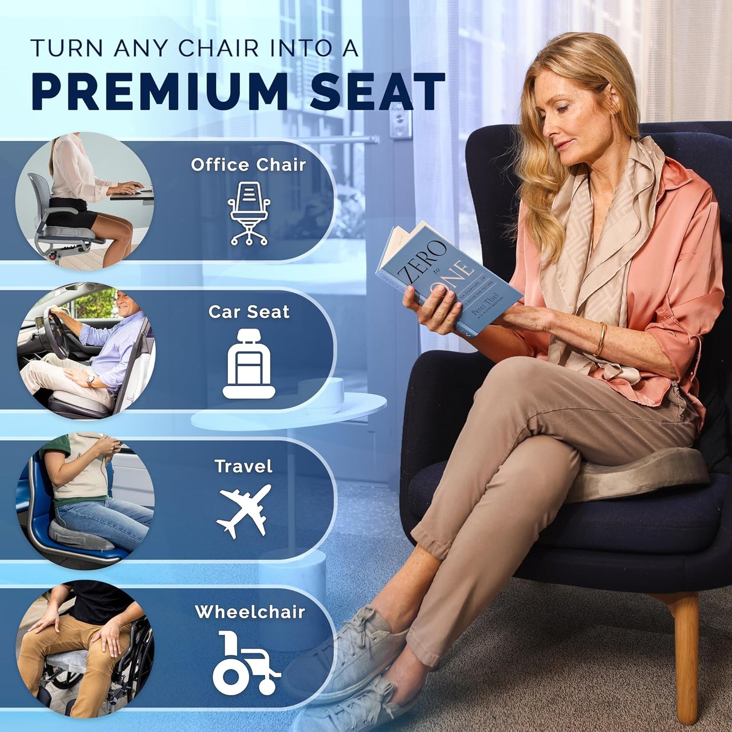 ComfiLife Gel Enhanced Seat Cushion & Lumbar Support Pillow Bundle – Ultimate Comfort and Pain Relief for Sitting