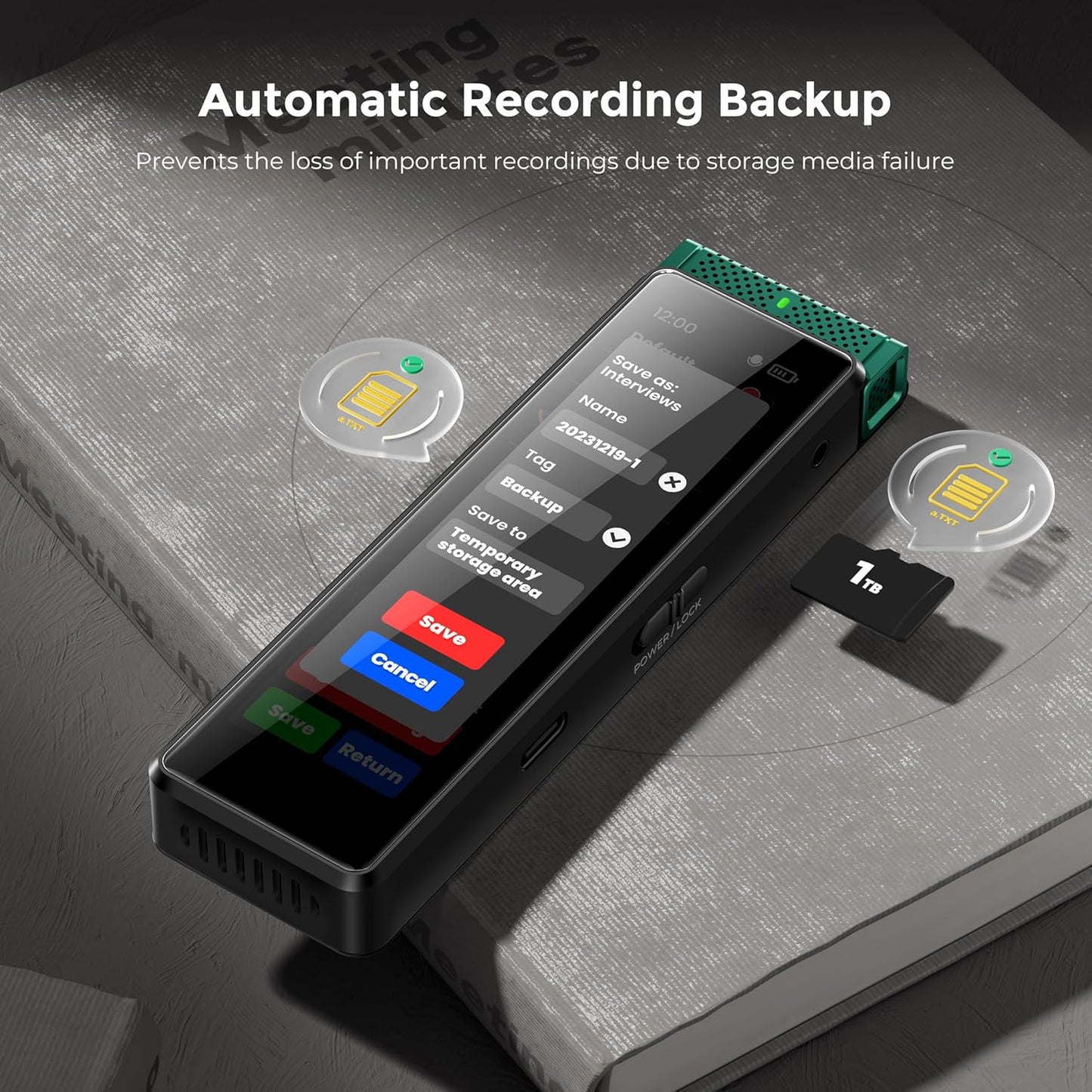 136GB Digital Voice Recorder with Playback, Innioasis R1 Full Touchscreen Voice Recorder with AI Intelligent Transcription and Bluetooth, Voice Activated Sound Audio Recorder Device with Mic (Green)