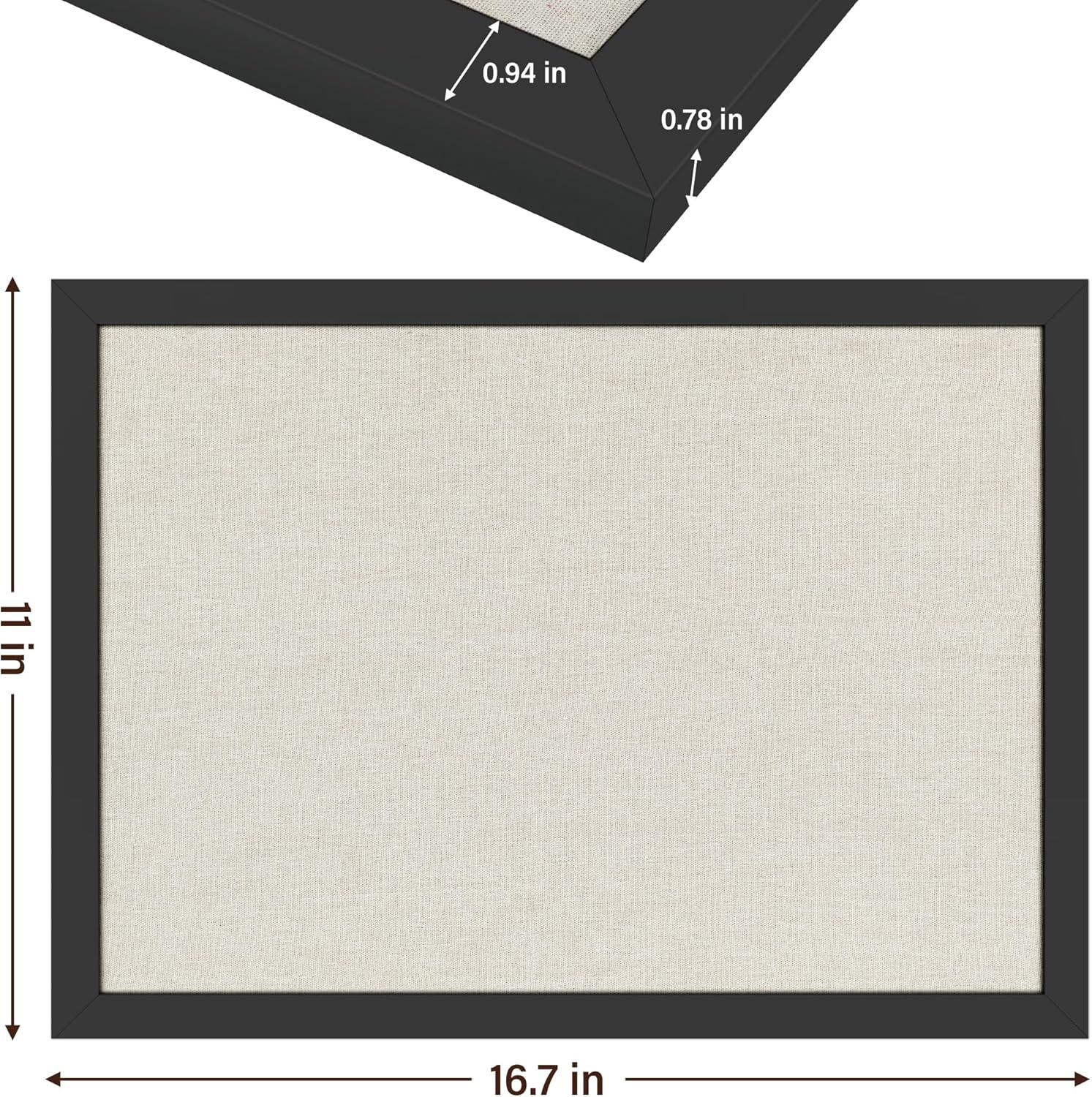 Cork Board Bulletin Board 16.7" x 11", 2-Pack Small Linen Corkboards with Frame for Walls, Cute Picture Display Pin Board Vision Board for Room School Office Bedroom 25 Pushpins Vintage Black - Lumora Desk