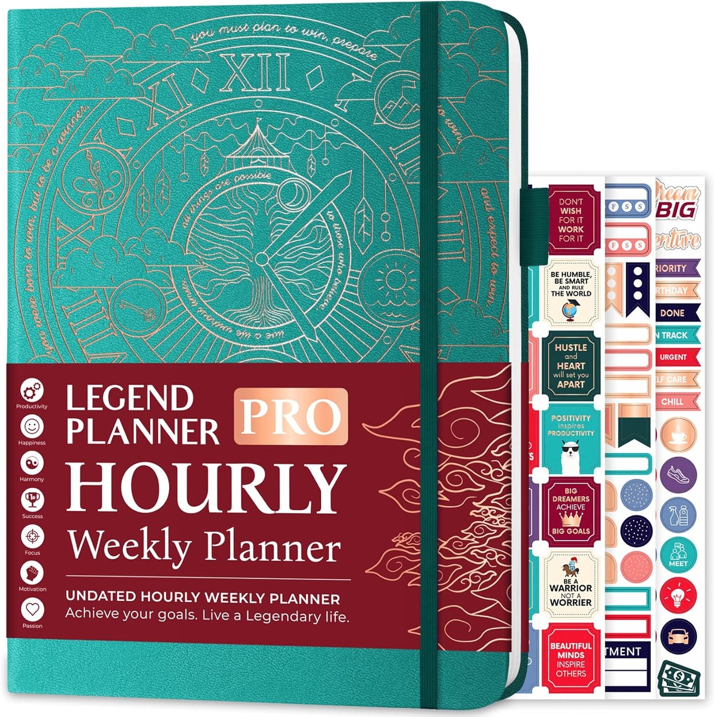 Legend Planner PRO Hourly Schedule - Weekly & Daily Organizer with Time Slots. Appointment Book Journal for Work & Personal, A4 (Viridian Green)