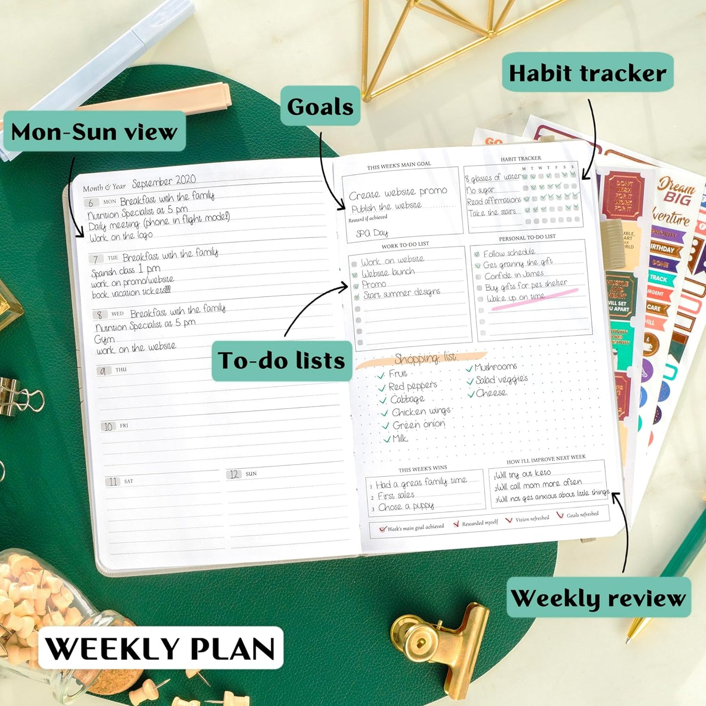 Legend Planner – Weekly & Monthly Life Planner to Hit Your Goals & Live Happier. Organizer Notebook & Productivity Journal. A5 (Seashell)