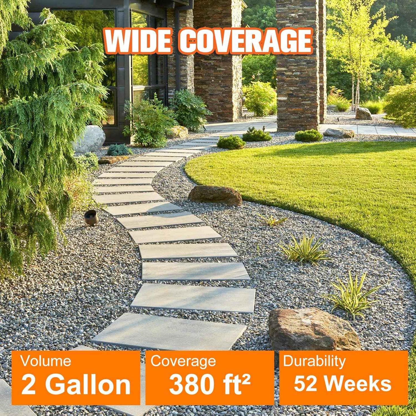 Mulch Binder, Rock Glue for Landscaping, Pea Gravel Binder 2 Gallon Max Cover, Strong Mulch Anchor, Rock Lock Landscape Adhesive for Slopes, Flower Beds, Fast Dry & Safe for Plants Pets