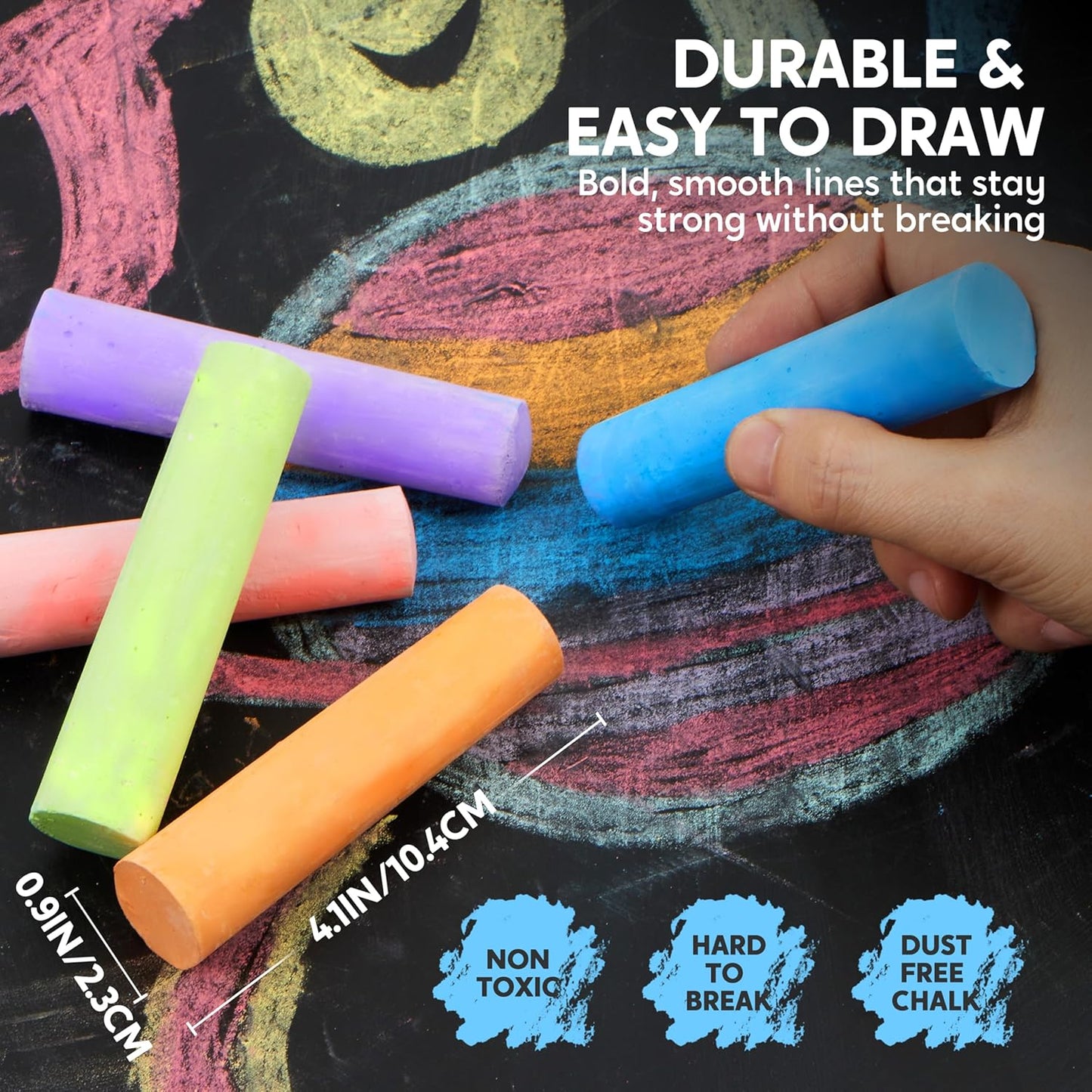 JOYIN 30 PCS Sidewalk Chalks for Kids, 10 Colors, Non-toxic Jumbo Washable Colored Chalk for Toddlers 1-3, School Supplies, Classroom Must Haves, Gift for Kids