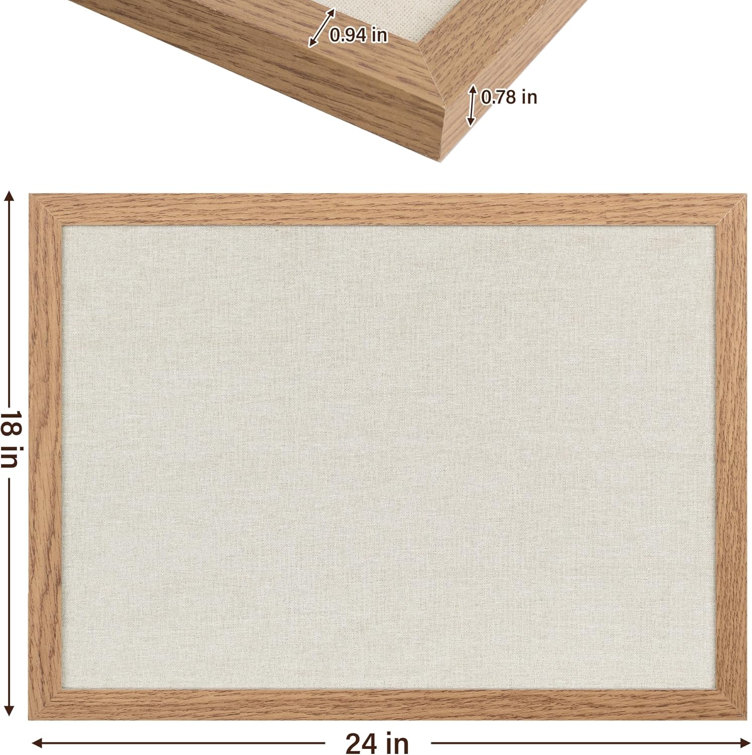 Cork Board Bulletin Board 18" x 24", Large Linen Corkboards with Frame for Walls, Cute Picture Display Pin Board Vision Board for Room School Office Bedroom 20 Pushpins Carbonized Black - Lumora Desk