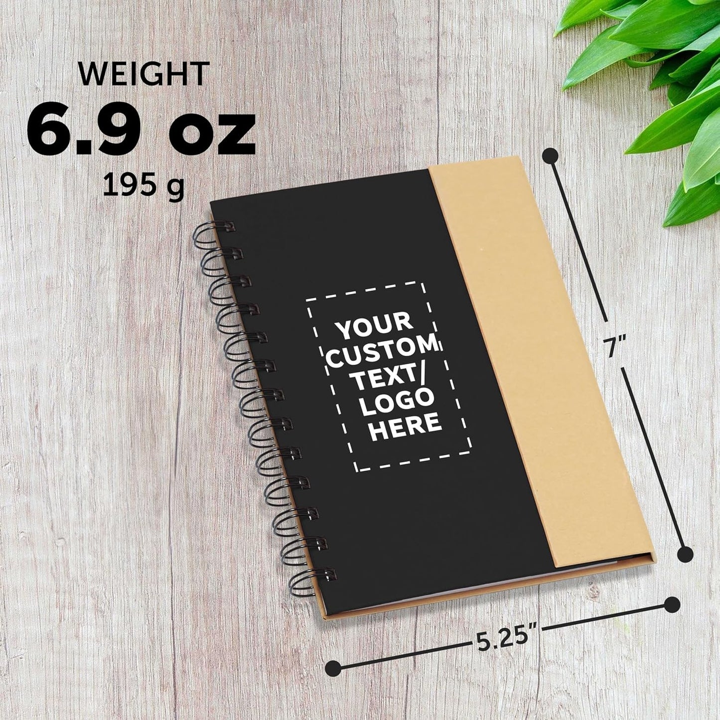 DISCOUNT PROMOS Custom Eco-Friendly Spiral Notebooks with Pens – Set of 10/50/100, Perfect for Mother’s Day Gift – Bulk Pack for School, Office, or Home – Black