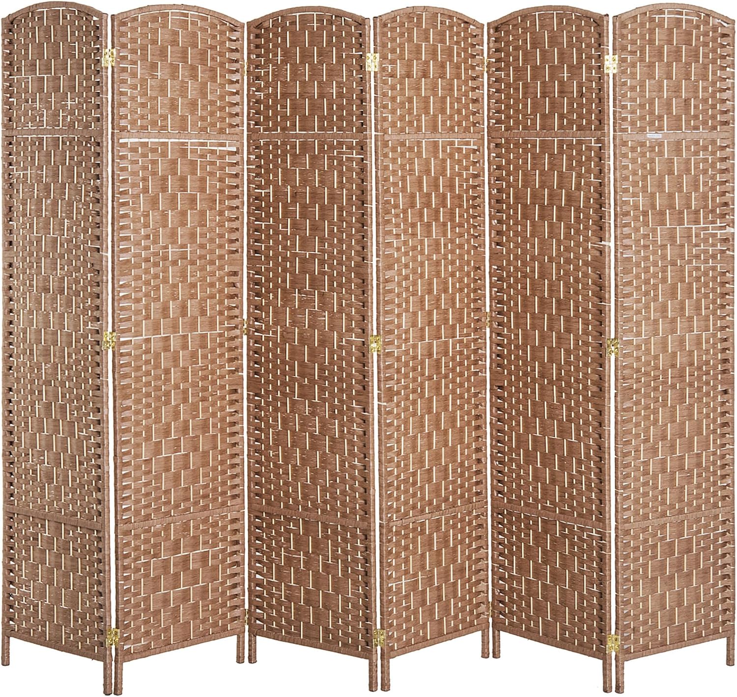 NicBex Room Divider 6 Panel Room Dividers with Woven Rattan Design Partition Room Dividers and Folding Privacy Screens 6 FT Wall Divider for Office,Room Separation,106.25"W x 0.75"D x 70.75"H, Natural - Lumora Desk