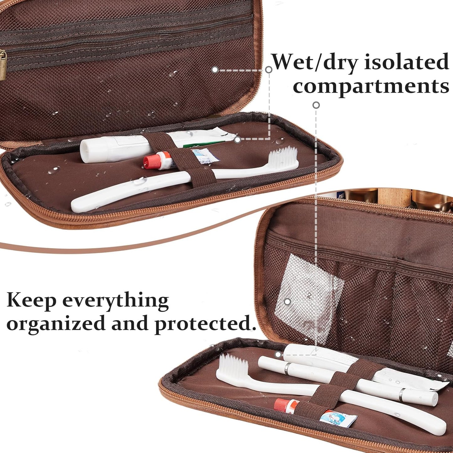Janhavi Toiletry Bag For Men Waterproof, Groomsmen Gifts Personalized Leather Engraved Initials & Wheat, Mens Toiletry Travel Bag, Birthday Gifts For Men (Medium, Yellow Brown, A)